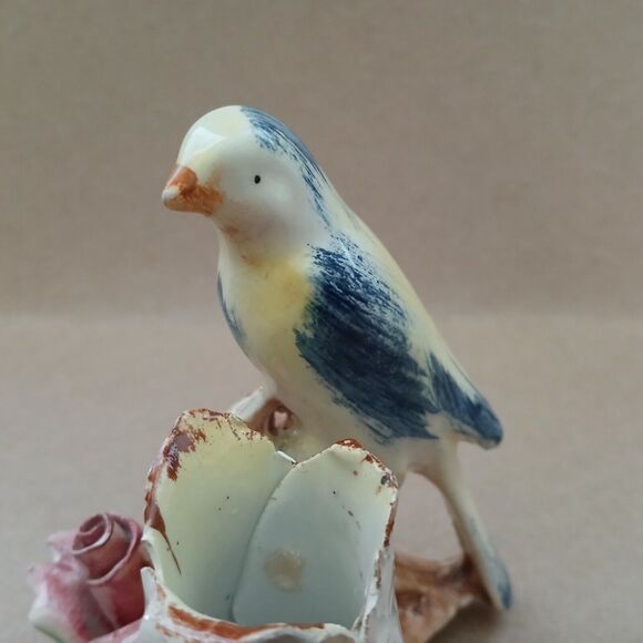 Vintage Capodimonte  Porcelain Candle Holder Made in Italy Bird & Flower RARE - Picture 6 of 12